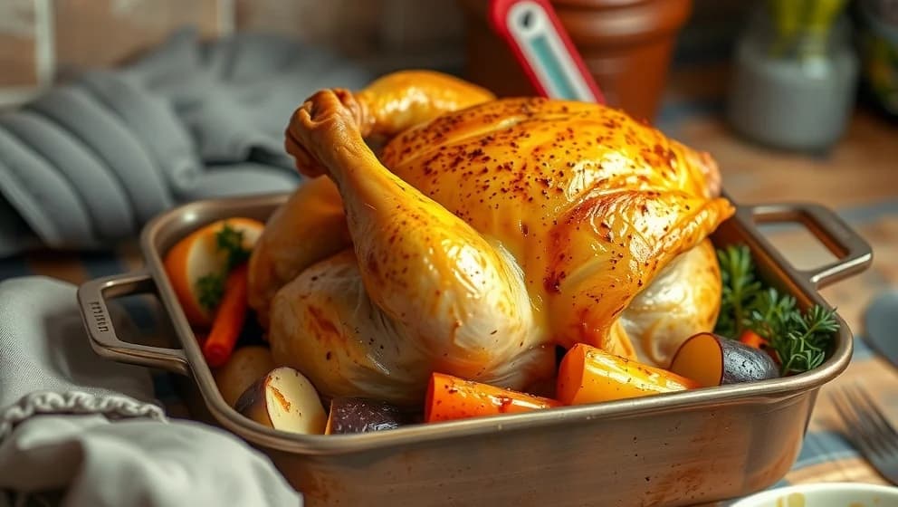 Helstekt kyckling i ugn blir saftig och god